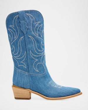 Partow Rowan Mid-Calf Cowboy Boots - Blue