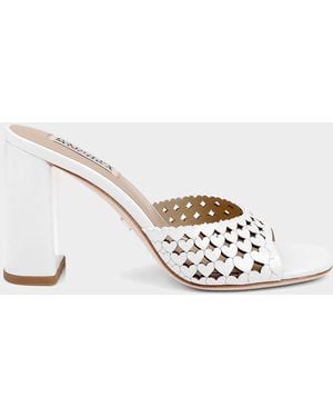 Badgley Mischka 85Mm Omni Laser-Cut Heart Leather Mule Sandals - Metallic