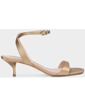 Stuart Weitzman 50Mm Kellie Satin Ankle-Strap Sandals - White