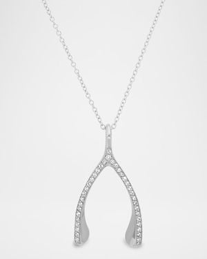 Jennifer Meyer 18K Diamond Wishbone Pendant Necklace - White
