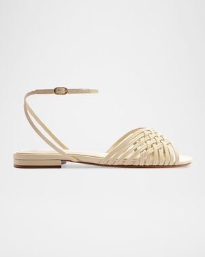 Alexandre Birman Lilian Leather Flat Sandals - Metallic