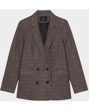 Rails Jac Houndstooth Double-Breasted Blazer - Brown