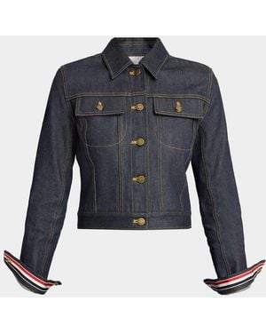 Thom Browne Shrunken Denim Jacket - Blue