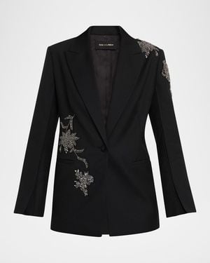 Kobi Halperin Lariz Single-Button Crystal Applique Jacket - Black