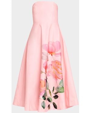 As It May Strapless Floral-Print Midi Dress - Pink