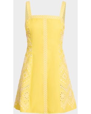 Ramy Brook Fawn Embroidered Mini Dress - Yellow