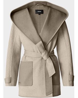 Mackage Paya-Hb Double-Face Wool Wrap Coat With Hood - Natural
