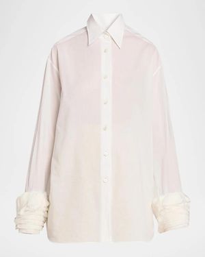 Jil Sander Layered-Cuff Cotton Top - White