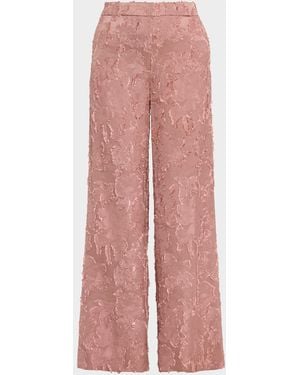 Kobi Halperin Alma Wide-Leg Fringe Jacquard Pants - Pink