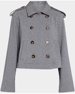 Veronica Beard Conneley Cotton-Blend Double-Breasted Crop Trench Coat - Gray