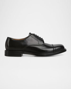Gucci William Leather Cap-Toe Derby Shoes - Black