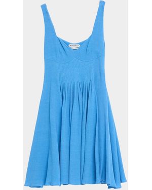 JW Anderson Sweetheart-Neckline Pleated Babydoll Dress - Blue