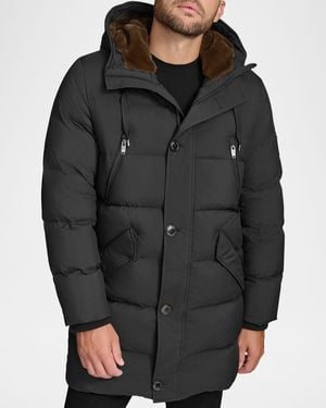 Andrew Marc Down Parka With Faux Rabbit Fur - Black