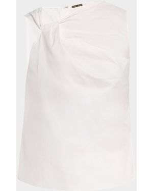 Adam Lippes Feyda Twisted Compact Cotton Poplin Top - White