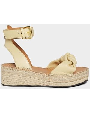 Odissi Bella Leather Espadrille Platform Sandals - Metallic