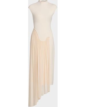 Et Ochs Francis Draped Compact Knit Midi Dress - White
