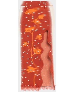 Ph5 Lily Knit Wavy Slit Maxi Skirt - Orange