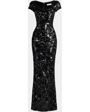 HELSI Danny Floral Sequin Column Gown - Black