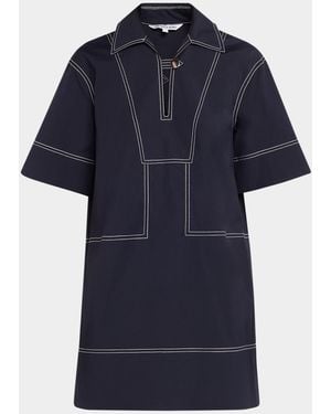 Veronica Beard Phelix Cotton Poplin Mini Tunic Dress - Blue