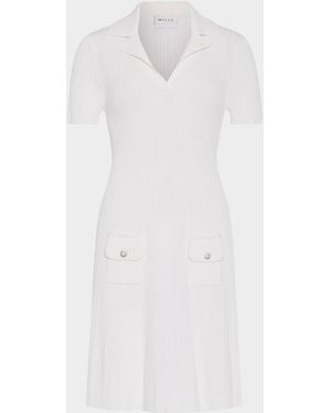 MILLY Romy A-Line Rib Knit Mini Dress - White