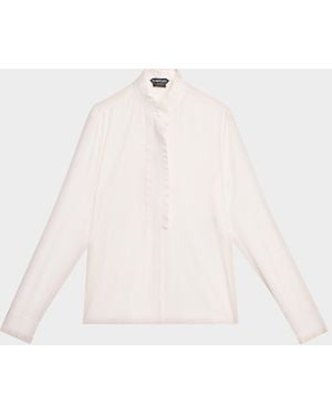 Tom Ford Silk Crepe De Chine Button-Front Blouse - White