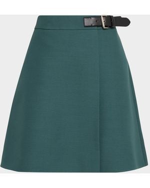 Dice Kayek Buckle Pleated Mini Wrap Skirt - Green
