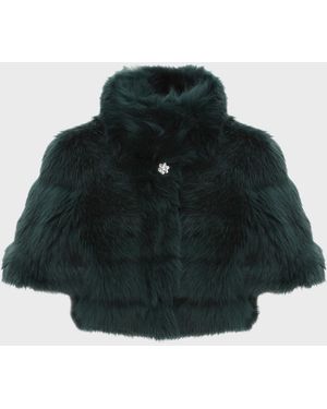 Gorski Reversible Merinillo Lamb Shearling Bolero Jacket With Cropped Sleeves - Black