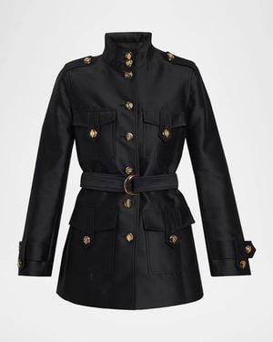Zimmermann Valiant Utility Wool-Silk Belted Coat - Black