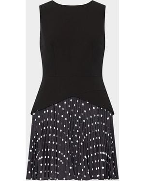 MILLY Haddy Sleeveless Pleated Polka Dot Mini Skirt - Black