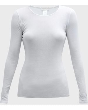Hanro Cotton Seamless Long-Sleeve Top - White