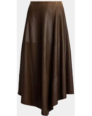 Ralph Lauren Cecilie Distressed Lambskin Skirt - Brown