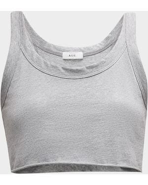 A.L.C. Halsey Cropped Scoop-Neck Tank Top - Gray