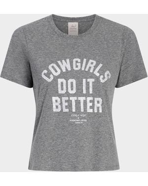 Cinq À Sept Heatset Cowgirls Crewneck Shrunken Tee - Gray