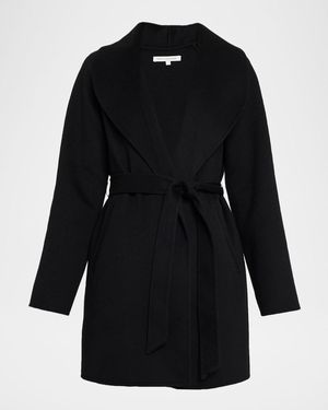 Sofiacashmere Double-Face Cashmere & Wool Wrap Coat - Black