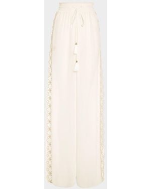 Ramy Brook Athena Lace-Trim Palazzo Pants - Natural
