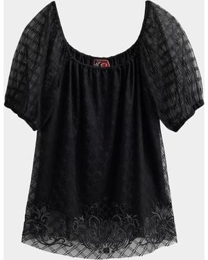 Johnny Was Amarrah Mesh Blouse - Black