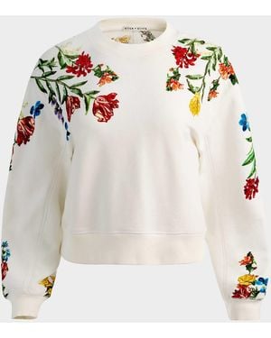 Alice + Olivia Russell Embroidered Crewneck Sweatshirt - Multicolor