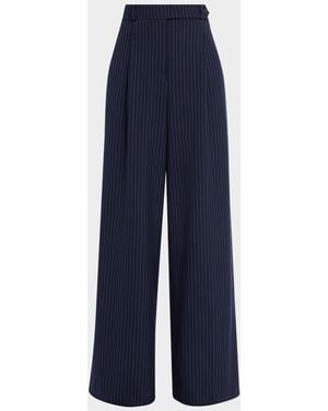 Tanya Taylor Adler Wide-Leg Pinstripe Pants - Blue