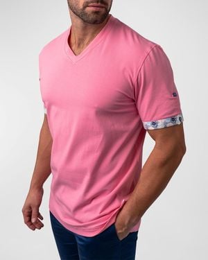 Maceoo Vivaldi V-Neck T-Shirt - Pink