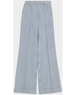 Adam Lippes Deeda Striped Twill Wide-Leg Pants - Blue
