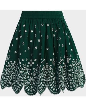 Essentiel Antwerp Karter Scalloped Embroidered Skirt - Green