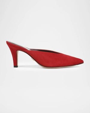 Veronica Beard 75Mm Rochelle Suede Mules - Red