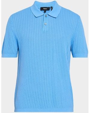 Theory Apos;S Cotton Cable Knit Polo Shirt - Blue