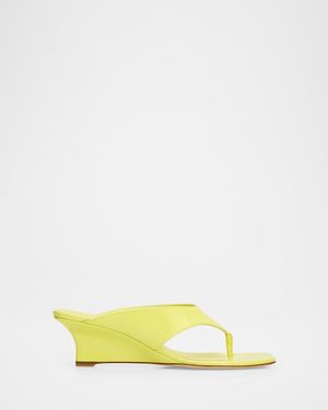 Stuart Weitzman 50Mm Vinnie Patent Leather Thong Sandals - Yellow