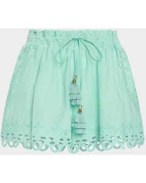 Ramy Brook Diane Eyelet Drawstring Shorts - Green