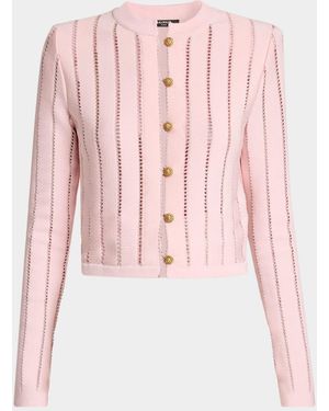 Balmain Buttoned Flechage Openwork Cardigan - Pink