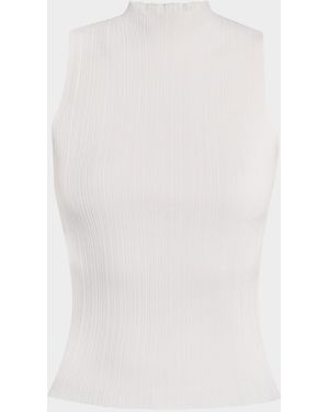 PAIGE Ravyn Ribbed Mock-Neck Tank Top - White