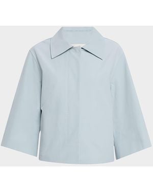 Lafayette 148 New York Cropped 3/4-Sleeve Boxy Jacket - Blue