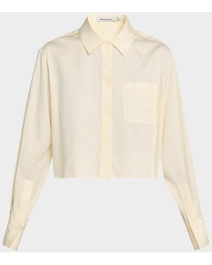 Jonathan Simkhai Renata Long-Sleeve Crop Shirt - Natural