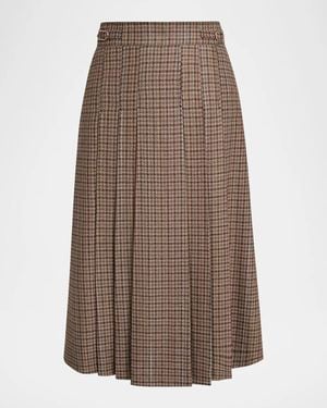 Gabriela Hearst Wesley Houndstooth Pleated Midi Skirt - Brown